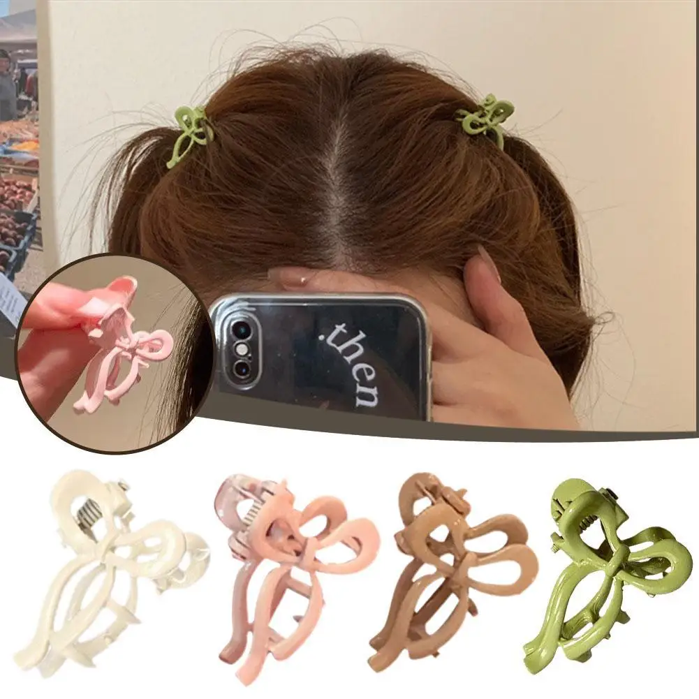 1 Pair Small Bow Tie Hair Claw Clip Women's Popular Tweezers Sweet Hair Clip Plastic Mini Bangs Butterfly Crab Hair Accessories 50pcs lot hairpins display cards kids sweet hair clips tags for diy women girls headdress bangs clip hair claw packing cards