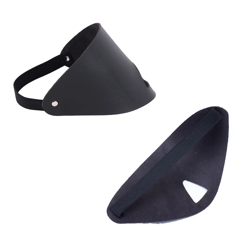 Zwart lederen pu oogmasker met neusopening voor bondage spellen_voghion.com