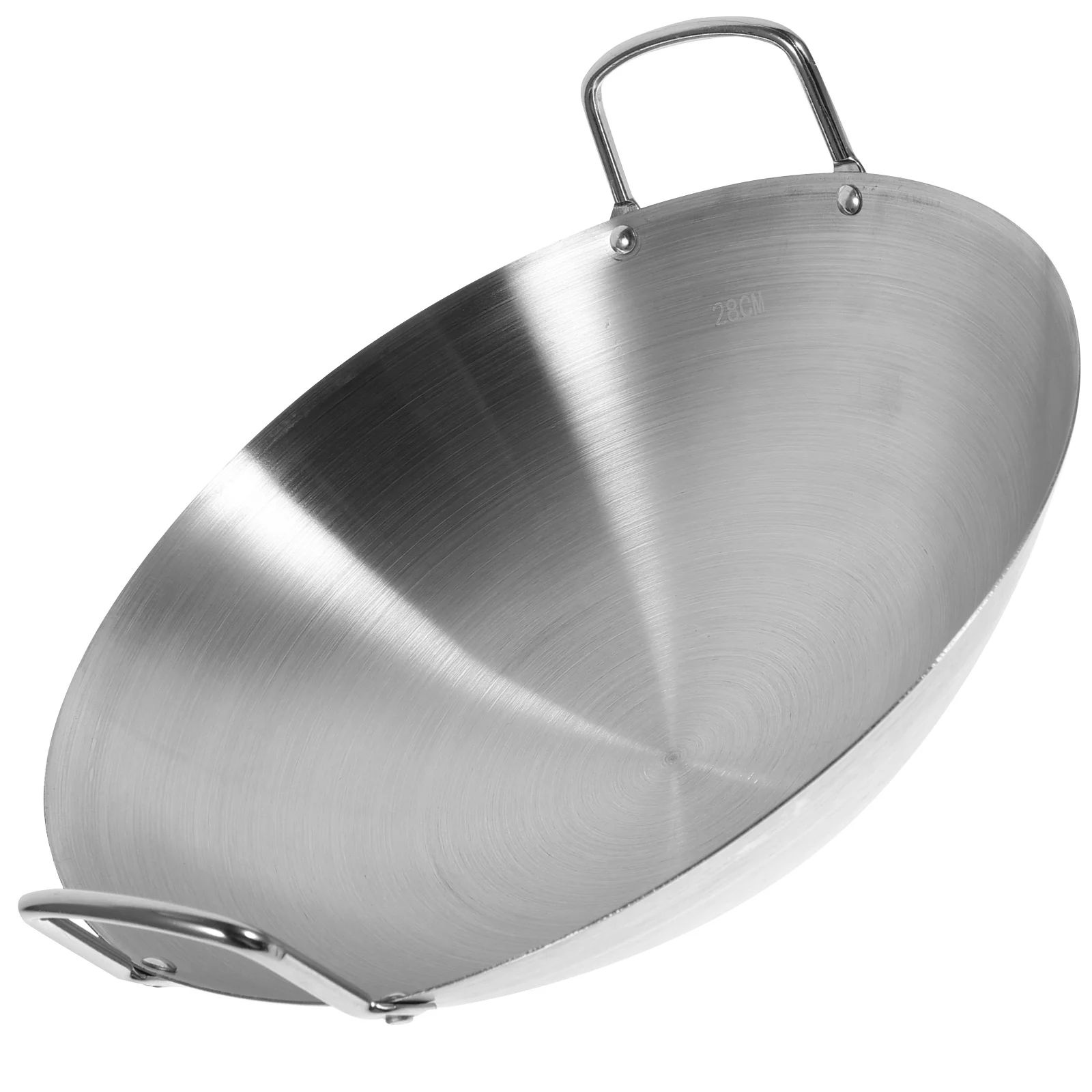 Stainless Steel Wok Round Bottom Wok Large Fry Pan Large Capacity Saute Pan