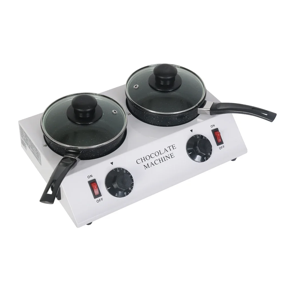 GZKITCHEN Electric Chocolate Melting Machine Double Pots Ceramic Non-Stick Pot +1 silicon spatula gift