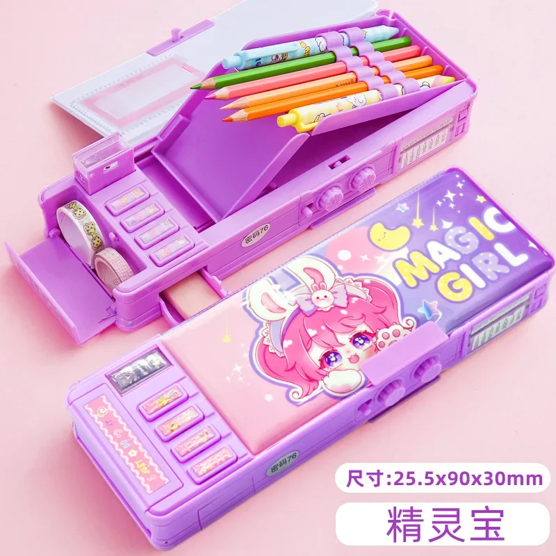 Pencil Cases Stationery Box Transforming Password Lock Automatic Multifunctional Female Pencil Case Children's Stationery Box Primary School Student