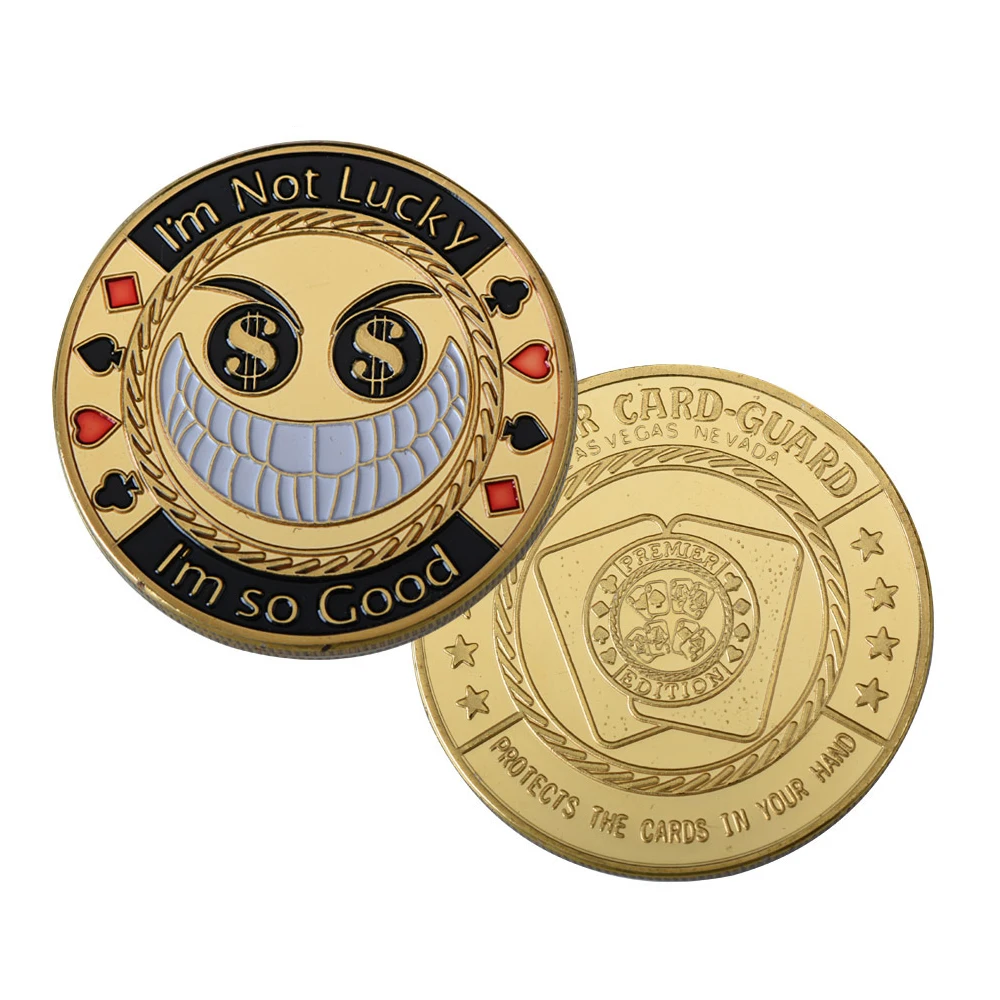  Poker Card Guard Coin Collectibles Table Games Poker Good Luck  Las Vegas Metal Souvenir Coin Guard Protector Golden Coin Chip Poker Card  Collectible Medal Commemorative Coins : Toys & Games