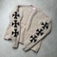 Y2k Punk Goth street Men sweater Retro Hip Hop Winter warm knitwear Couple Harajuku trend Fashion casual oversized pullover 1