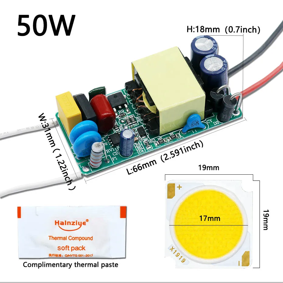 Description Picture 6 of itemHigh Brightness 10W 20W 30W 40W 50W Bridgelux Chips LED Bulb + AiSHi 10000h LED Driver Kit For Track Light Spot Light DIY
