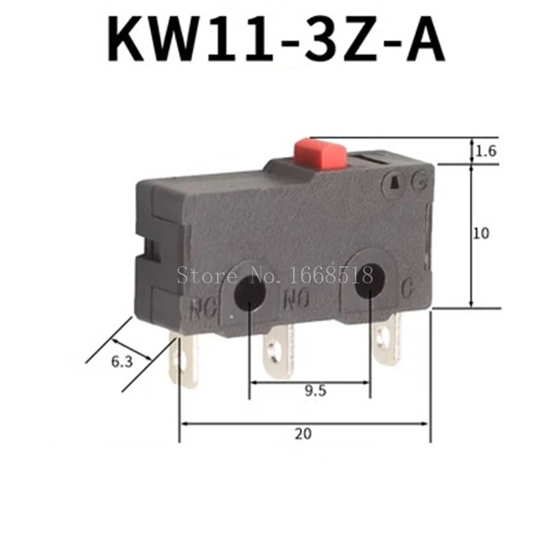 10 PCS Micro Switch 2/3Pin NO/NC 5A 250VAC KW11-3Z Roller Arc lever Snap Action Push