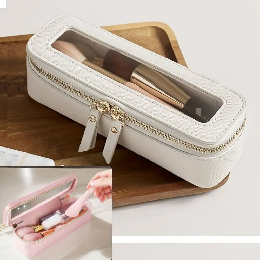 Portable PU Makeup Brush Storage Bag Travel Cosmetic Organizer