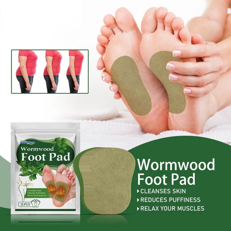 Wormwood Foot Patch Heel Fatigue Pain Relieve Stress Detoxification Help Sleeping Body Detox Sticker Detoxifying Foot Patch 12Pc natural herbal foot pads,foot pads
