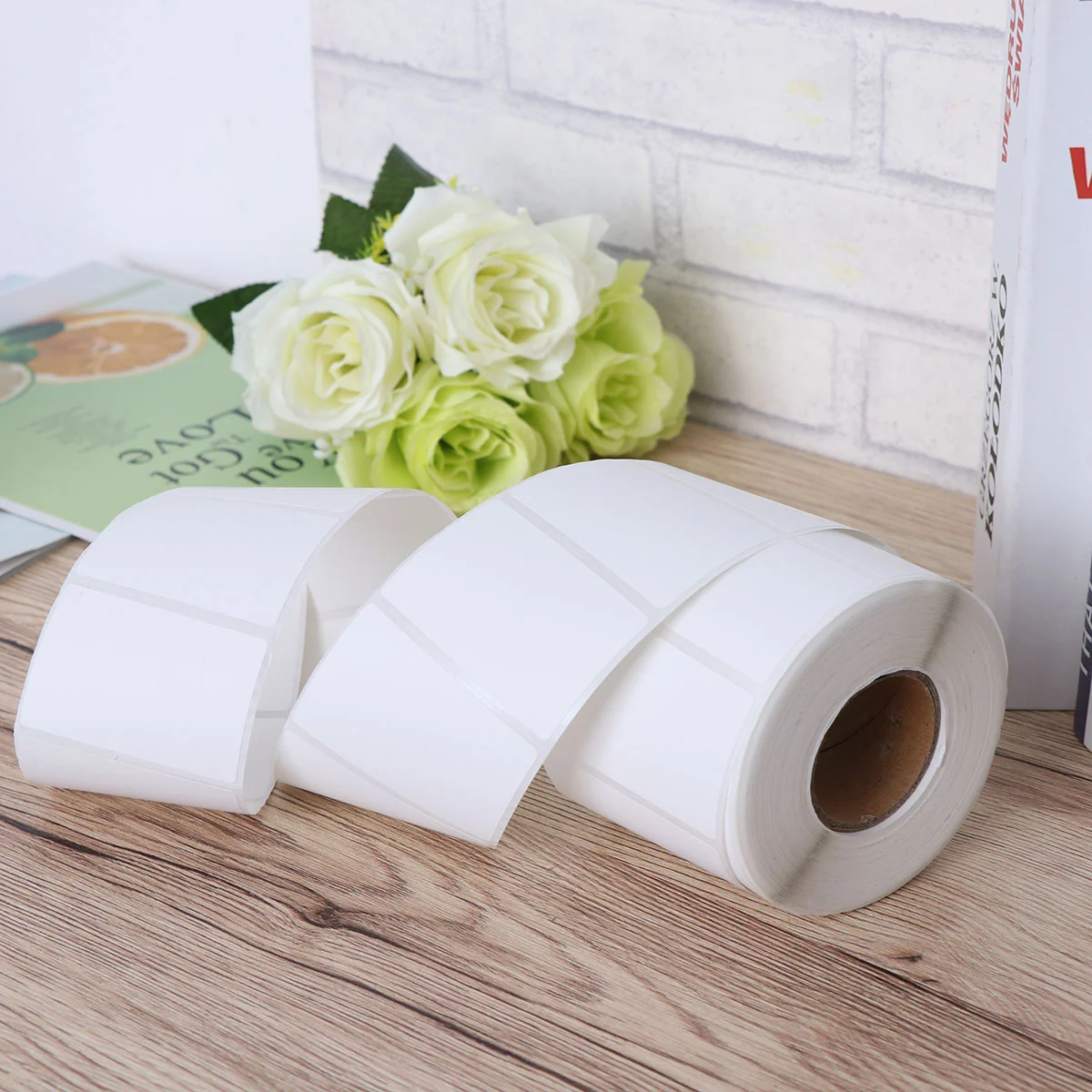 

Colorful Labels Thermal Transfer Labels Printer Paper Self-Adhesive Blank Stickers for Office Kitchen Milk Tea Shop (White)