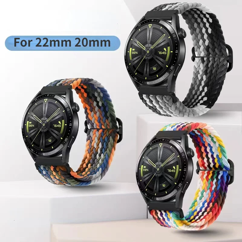 Adjustable Breathable Nylon Woven Watch Strap, 20mm/22mm