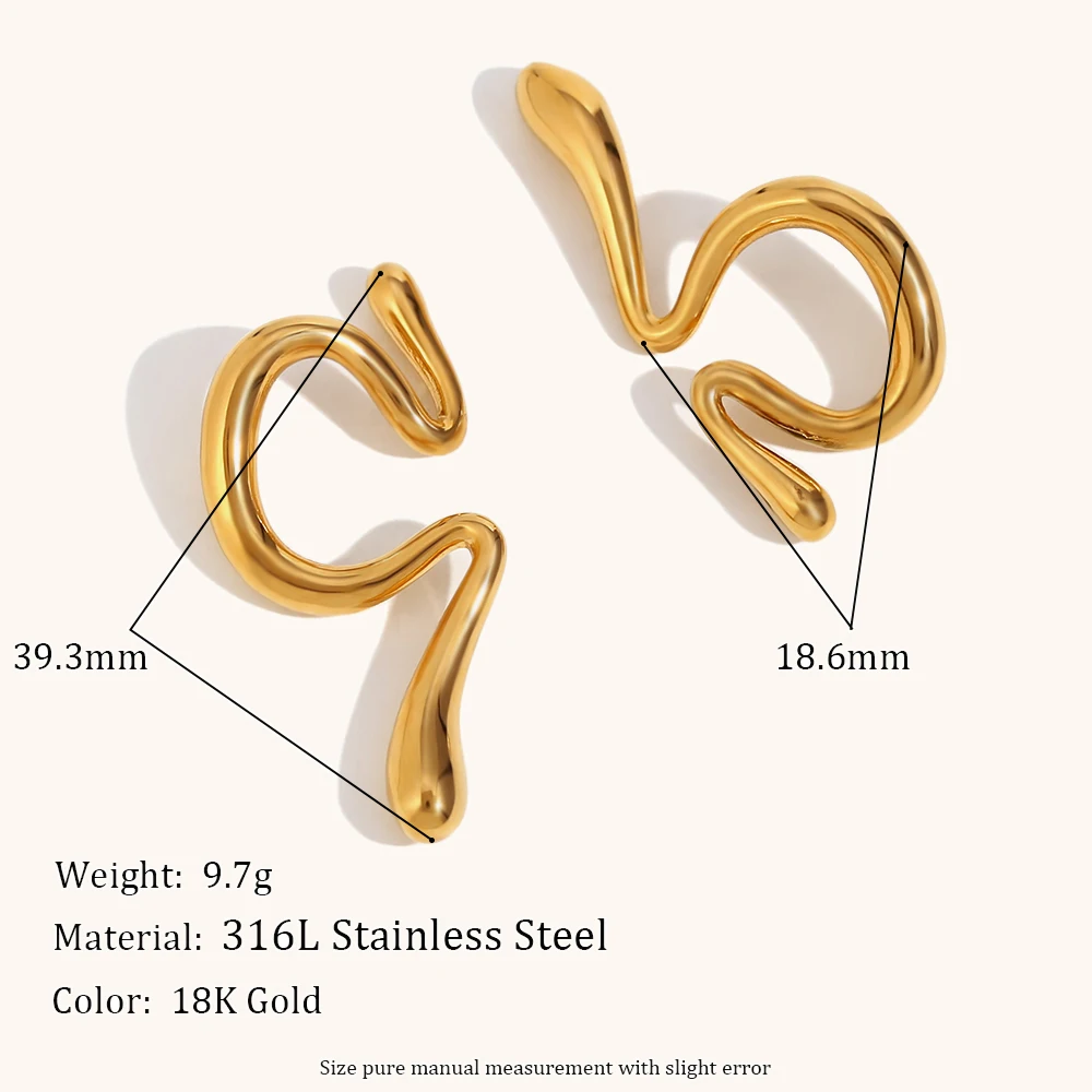 Ear Clip Earrings Stainless Steel Women's Liquid Bending Ear Clip