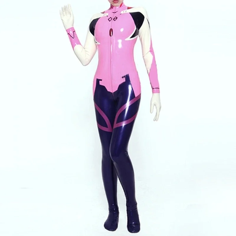 Nature Latex Rubber Women Fashion Bodysuit Racing Catsuit 0.4mm Size XXS-XXL