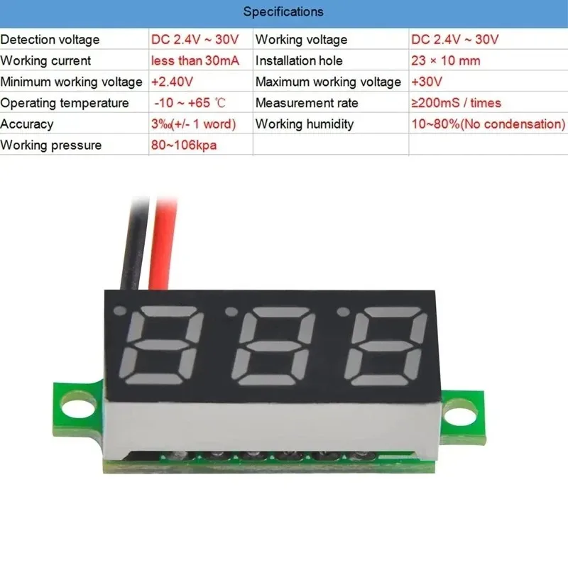 28인치 DC LED 디지털 전압계 0100V 전압 측정기 자동차 모바일 전원 전압 테스터 감지기 12V 빨강 초록 파랑 노랑