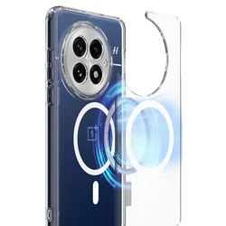 ELVEV Magnetic Shockproof Clear Wireless Charging Phone Case - Acrylic Transparent TPU Cover - OnePlus 13 (Clear)