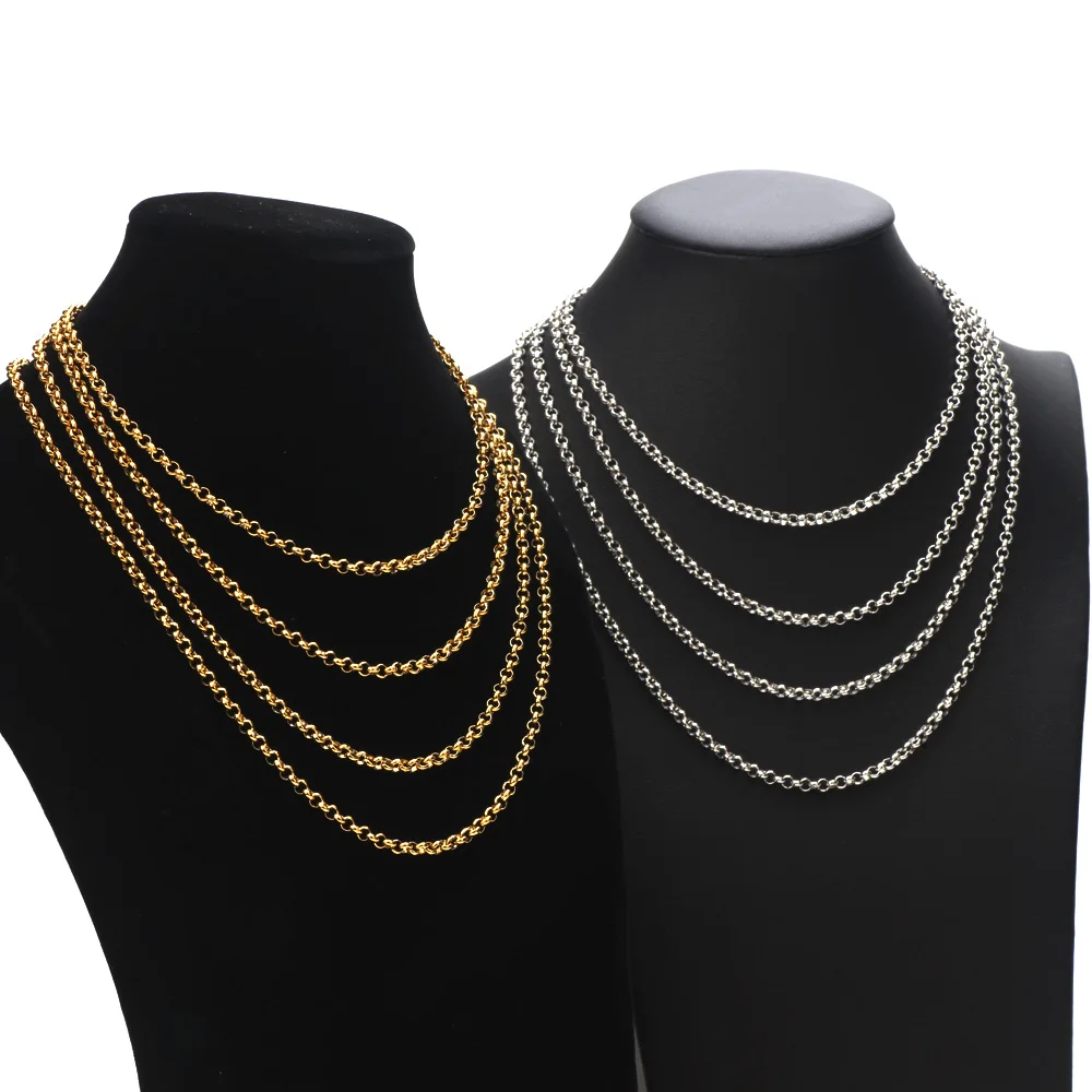 

14-20 в ширину 4 мм из нержавеющей стали золотого цвета круглый жемчуг о-цепочка застежка Колье DIY ожерелье ювелирные изделия для женщин и мужч...