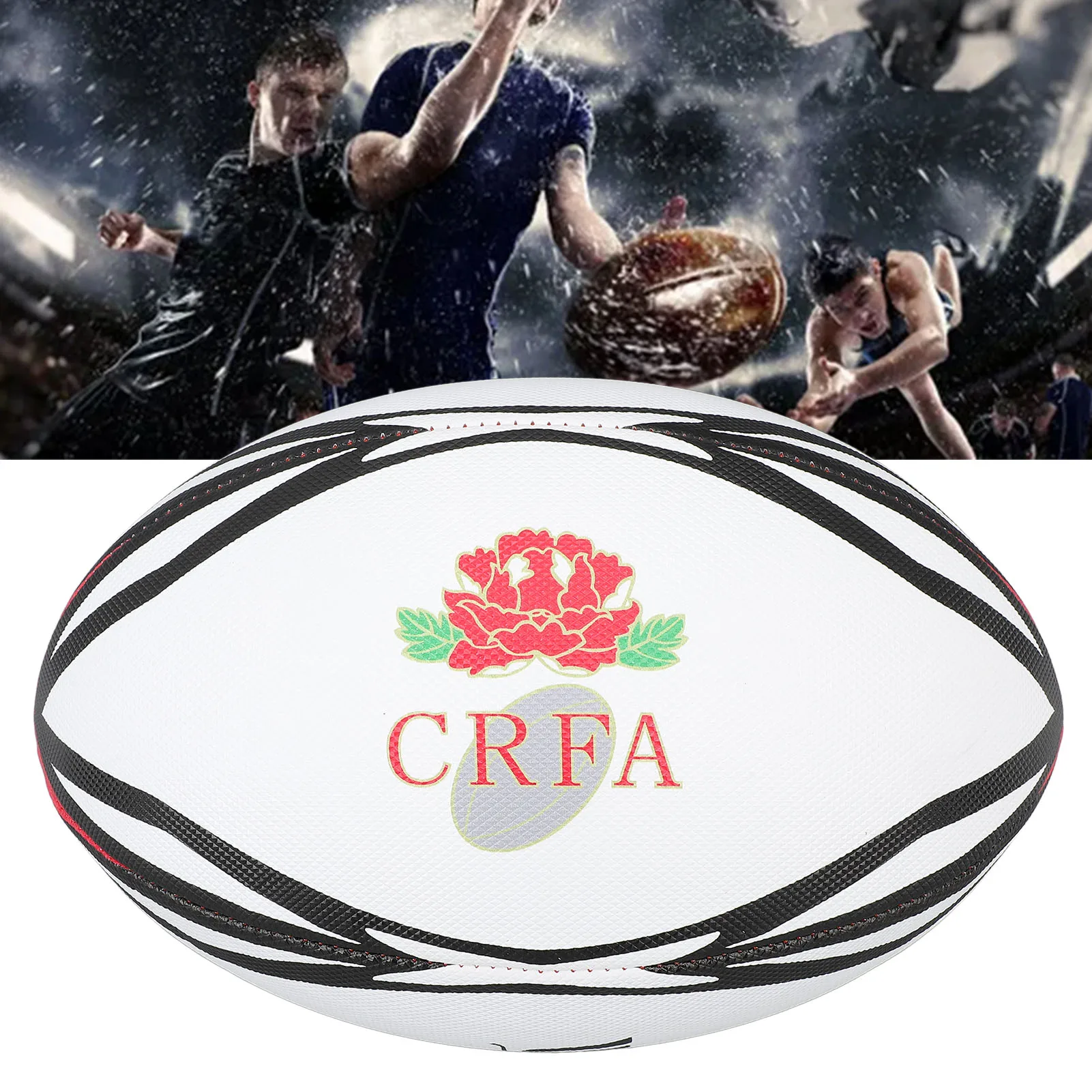 PVC Rugby Ball Number 9 Inflatable Practice High Elasticity for Match and Daily Training