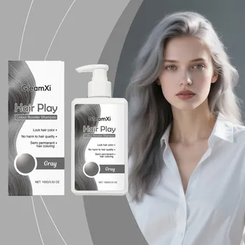 Shampoo per Capelli Grigi 4 Colori - Fissaggio del Colore, Idratante, Capelli Lisci, Leggero, Colorazione Uniforme, Alla Moda e Trendy