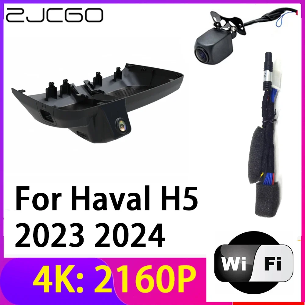 Zjcgo 4K 2160P Dash Cam Car Dvr Camera 2 Lens Recorder Wifi Visione Notturna Per Haval H5 2023 2024