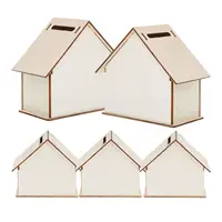 5 Pcs Children Doodle Children Piggy Bank DIY Paintable House Shaped Coin Banks Kids Saving Box Piggy Bank Storage 2