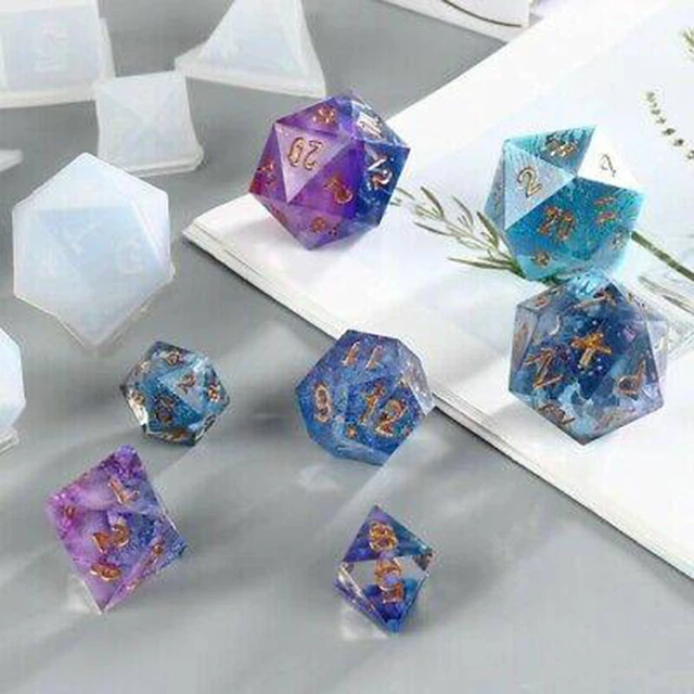 19pcs Dice Resin Mold Moulds Gamer-tools Dice Fillet Shape Multi-spec  Silicone Mould Making