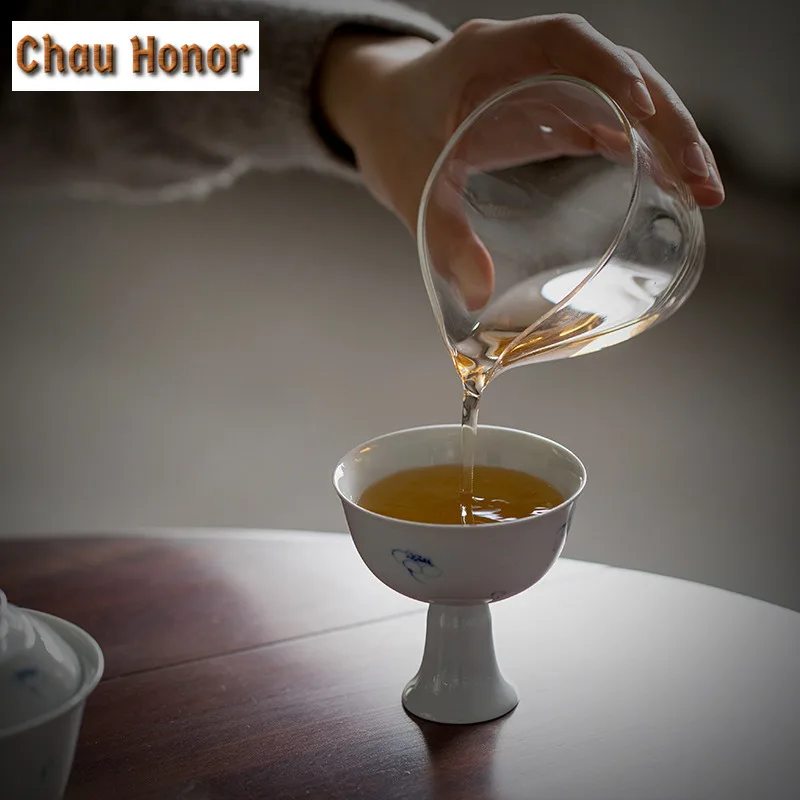 2pc/set 40ml Boutique Pure Hand Painted Japanese Apricot Art Ceramic Tea Cups Household Chinese High Foot Cups Kung Fu Tea Set