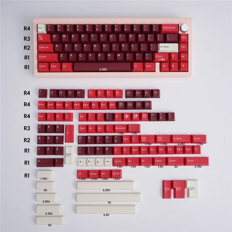 

Doubleshot Jamon Cherry Profile 176 Keys PBT Material Customized Keycaps With ISO Enter Key 6.25u 7u Spacebar For Keyboard
