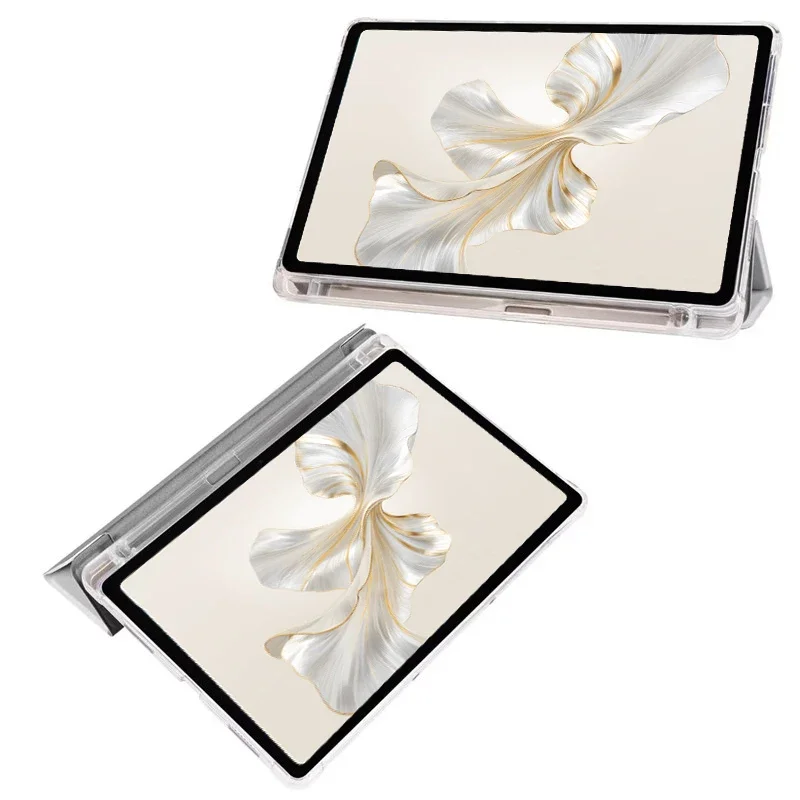 Premium PU Leather Trifold Tablet Case with Pen Holder - Soft Back, Stand Function, Shockproof Protection