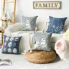 Easter Bunny Easter Egg Hydrangea blue pillow case, 18 x 18 inch eucalyptus leaf cotton cushion cover sofa decoration set of 4 2