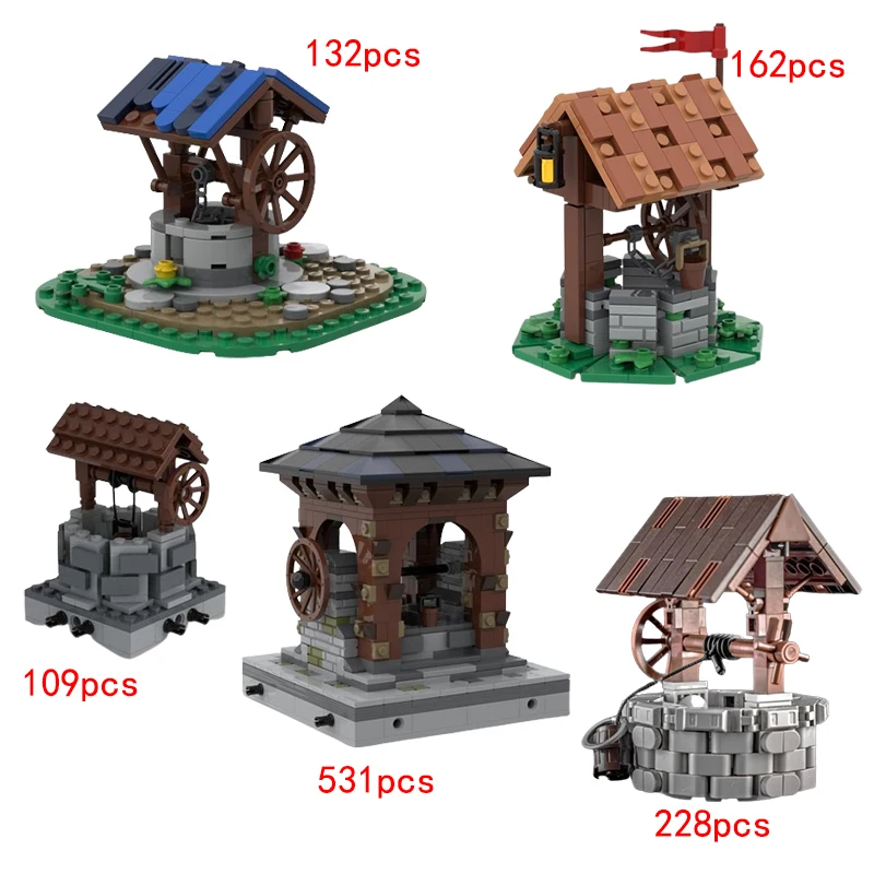 

Fast delivery MOC-175048 town supplement medieval water well mini well house small particle assembled building block toys