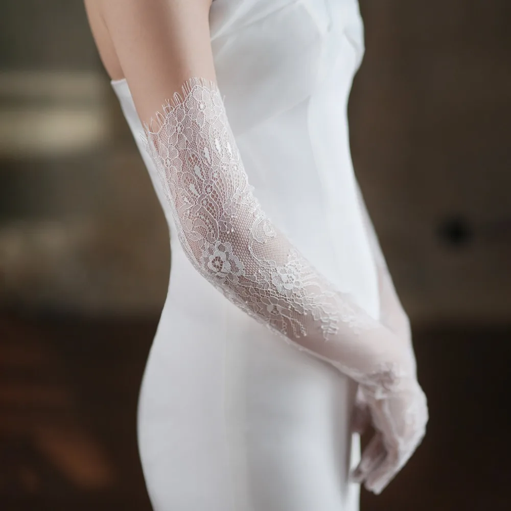 

Retro Elegant Dinner Dress Short Gloves Banquet Mesh Party Wedding Mittens Lace Long Gloves Bridal Mesh Gloves