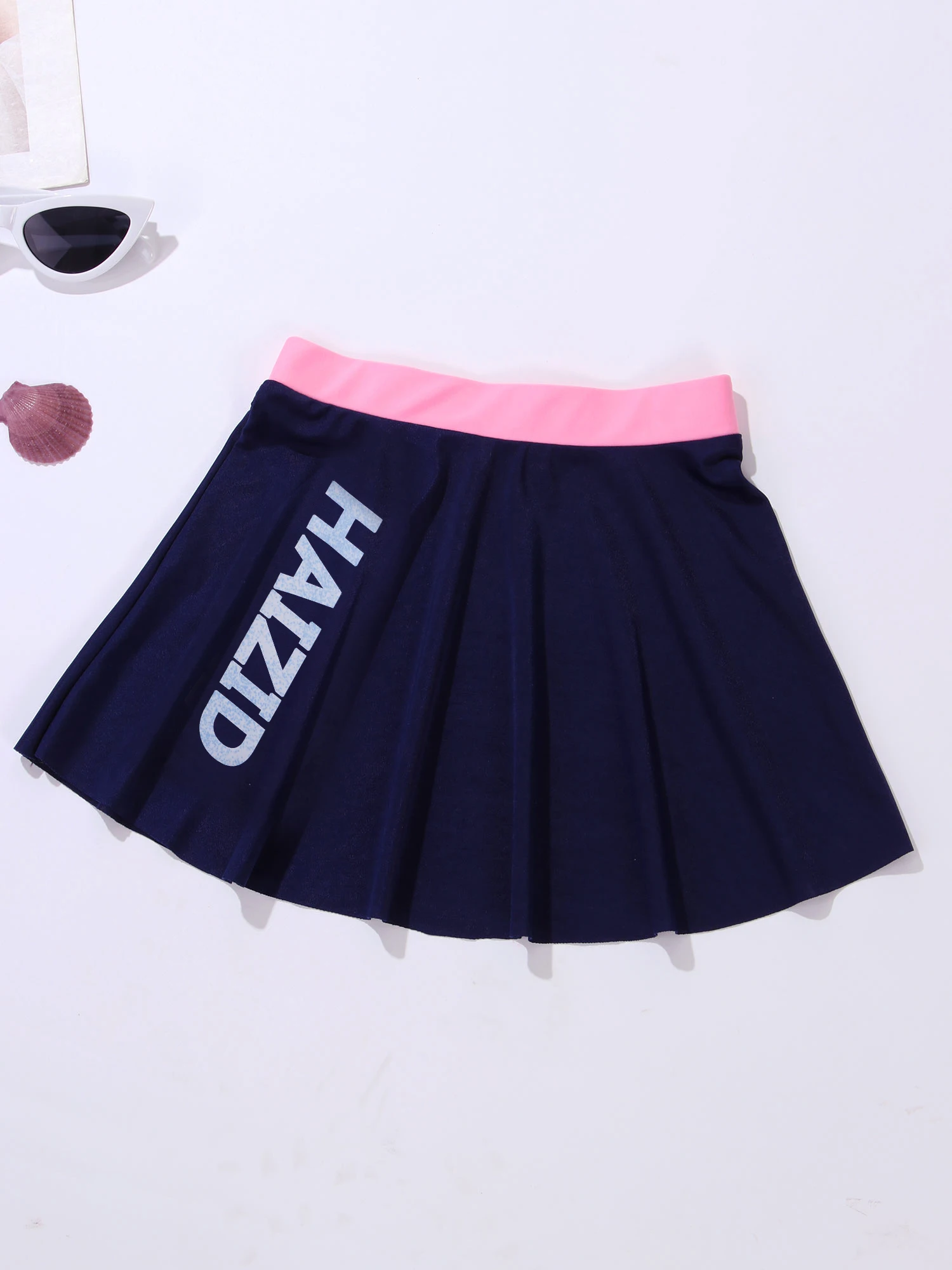 2Pcs Kids Girls Swimsuit Mock Neck Short Sleeves Front Zipper Short Jumpsuit Skirt Set girls swimsuit