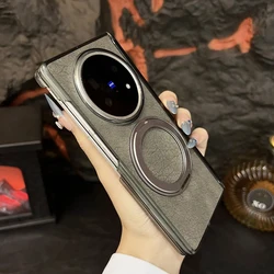 ELVEV Magnetic Luxury Plain PU Leather Phone Case with Rotatable Ring Stand - Vivo X Fold5 (Grey)