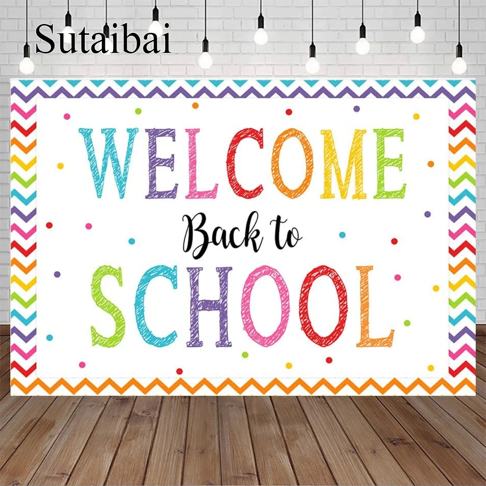 

Welcome Back To School Backdrop First Day of School Colorful Photography Background Kids Kindergarten Classroom Party Decoration