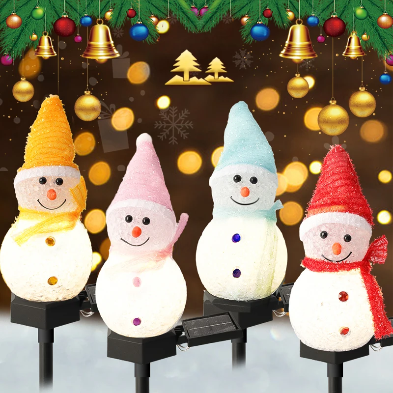 

Christmas Snowman Solar Light Outdoor Waterproof Lawn Lamps Garden LED Garland Yard Fence Light for 2024 New Year Decoration