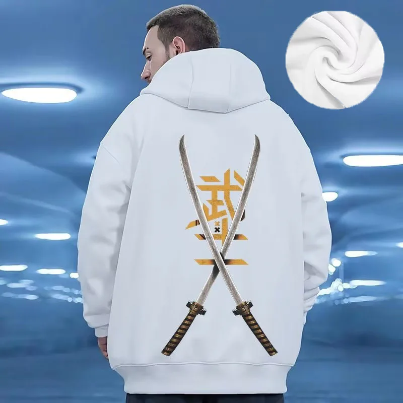 Hooded Sweater Men's Trendy Brand Large Size M-8XL Men's Autumn And Winter Style Plush And Thick Fat Hip-hop Pullover Jacket