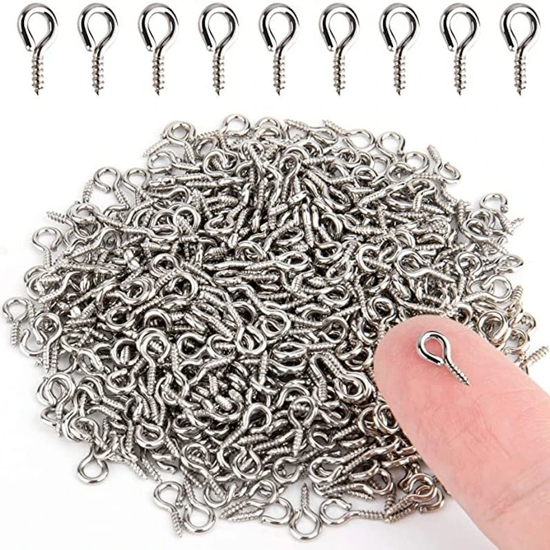 300Pcs Gold Stainless Steel Eye Pins Screw Hooks Eyepins for