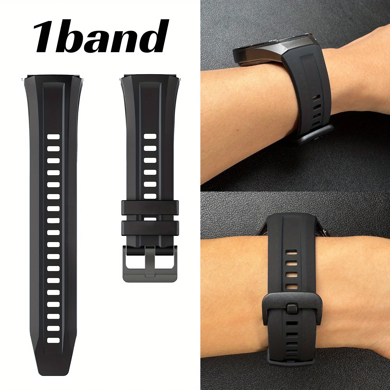 Breathable Multi-Color Silicone Watch Strap, 22mm, Sporty Business Style