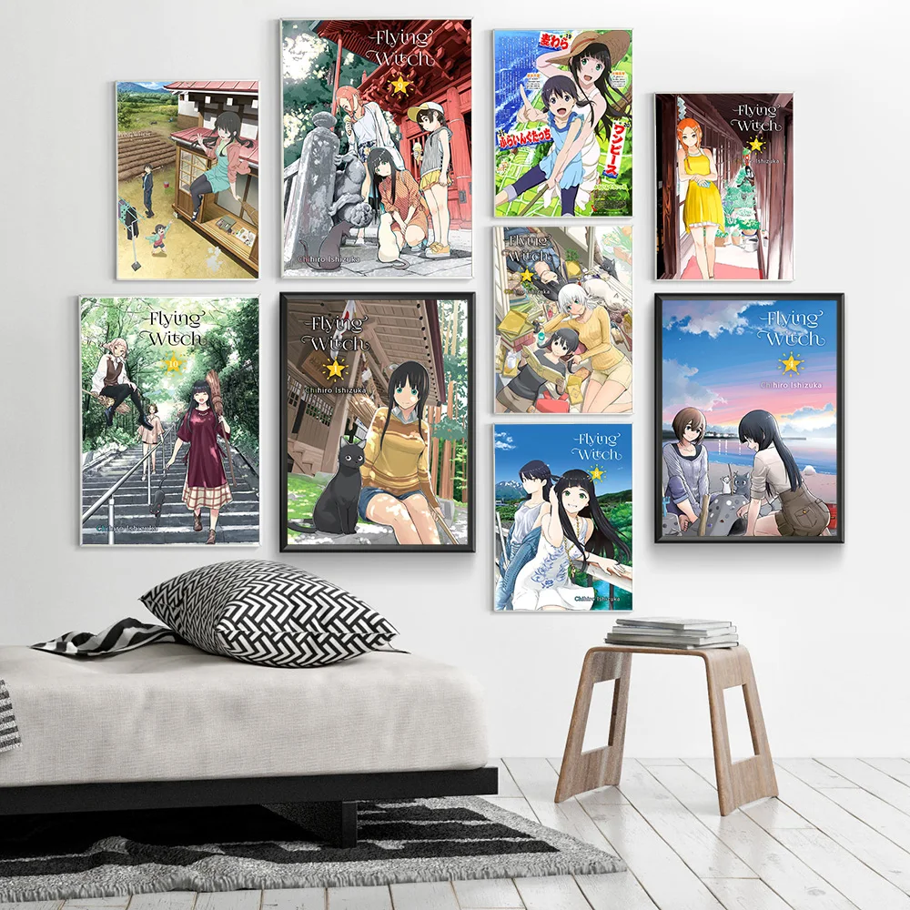 

Flying Witch Cartoon Manga Poster Japanese Anime Print Art Canvas Painting Otaku Bedroom Decor Wall Picture