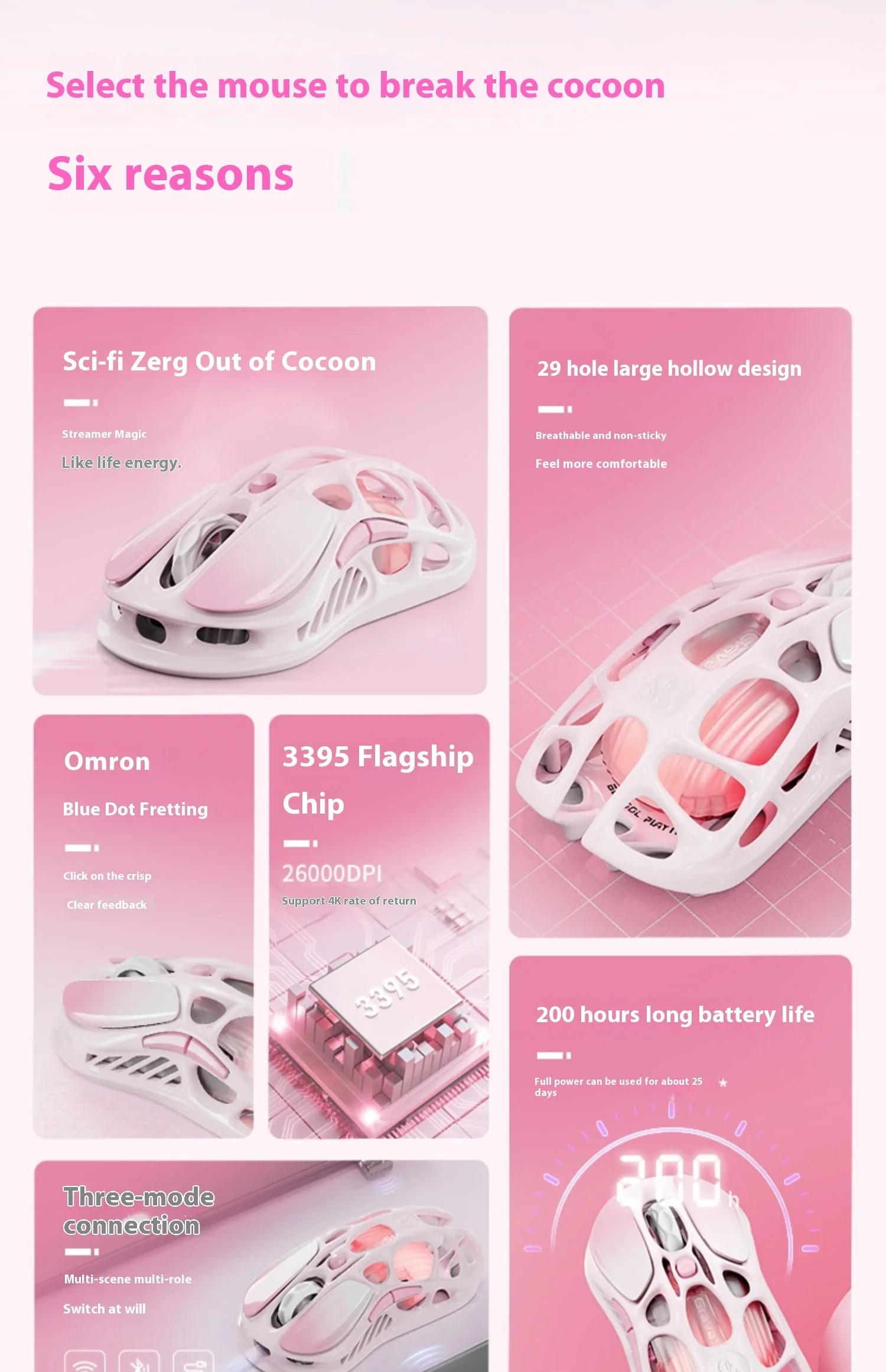Gravastar Rose Powder M1 Wireless Gaming Mouse Magnesium