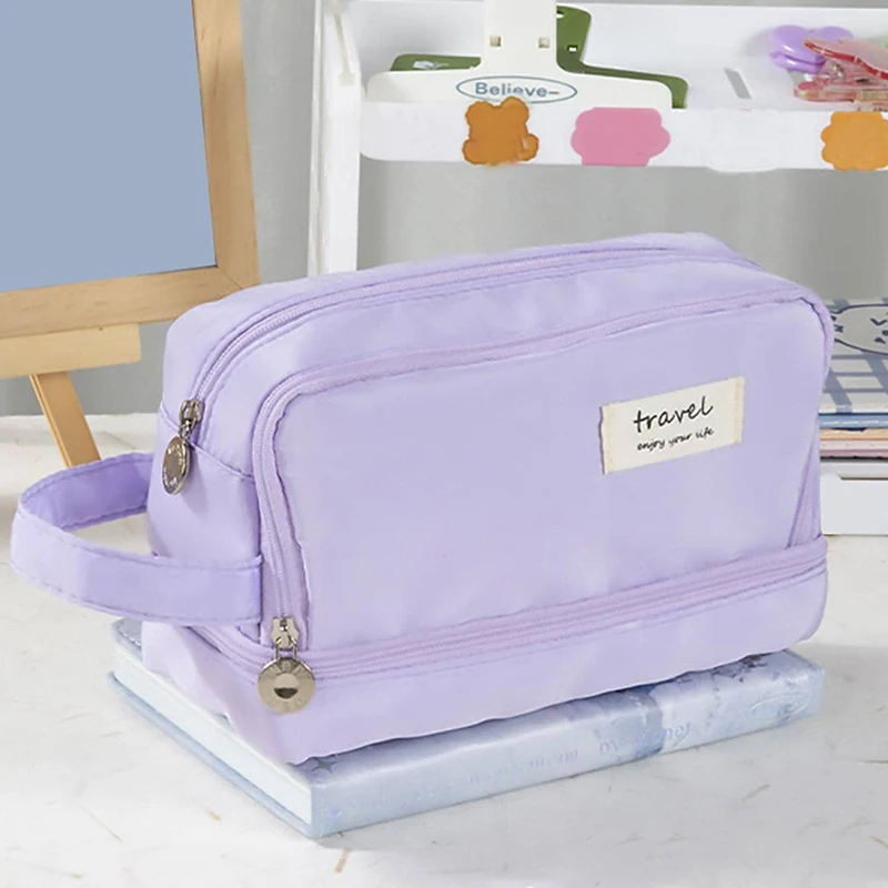 Pencil Case Macaron Double layer Large Capacity Cute Back to School Stationery Supplies Schools & Offices