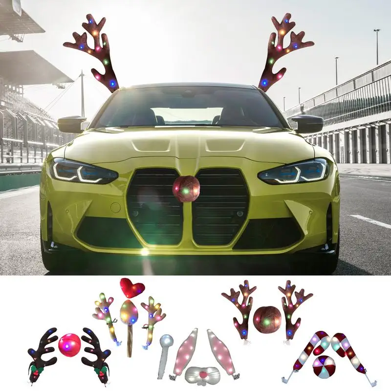 

Car Reindeer Antlers Auto Nose Kit Automobile Christmas Interior Decorations Auto Body Christmas Decor Vehicle Winter Costume