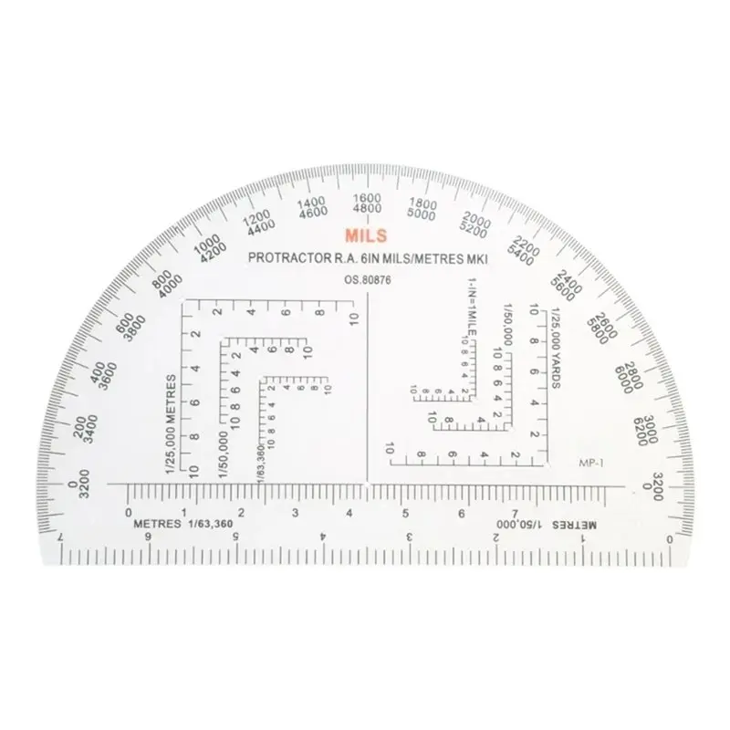 L93A-지상 항법용 각도기, 지리 좌표 눈금자 UTM/MGRS 좌표 스케일, 6인치 RA 플라스틱 도구