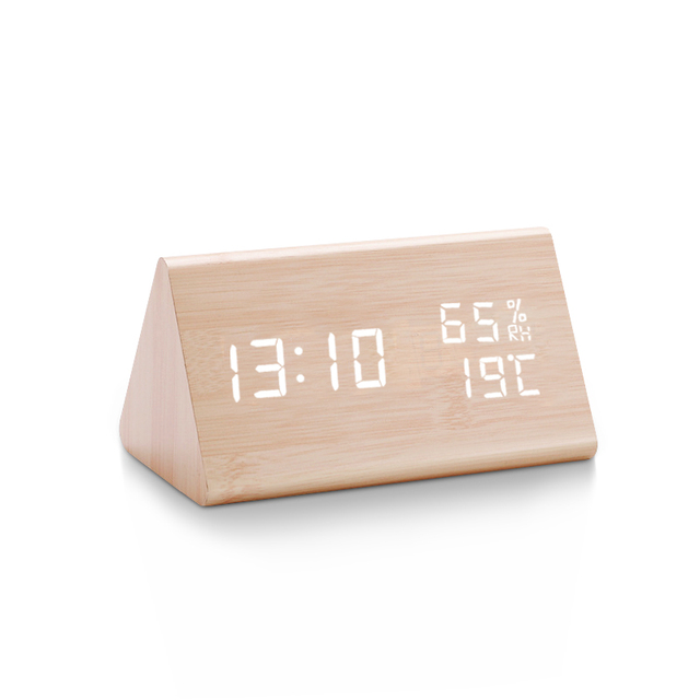 Clock LED Wooden Alarm Clock Table Sound Control Electronic Clocks Desktop USB/AAA Powered Desperadoes Home Table Decor