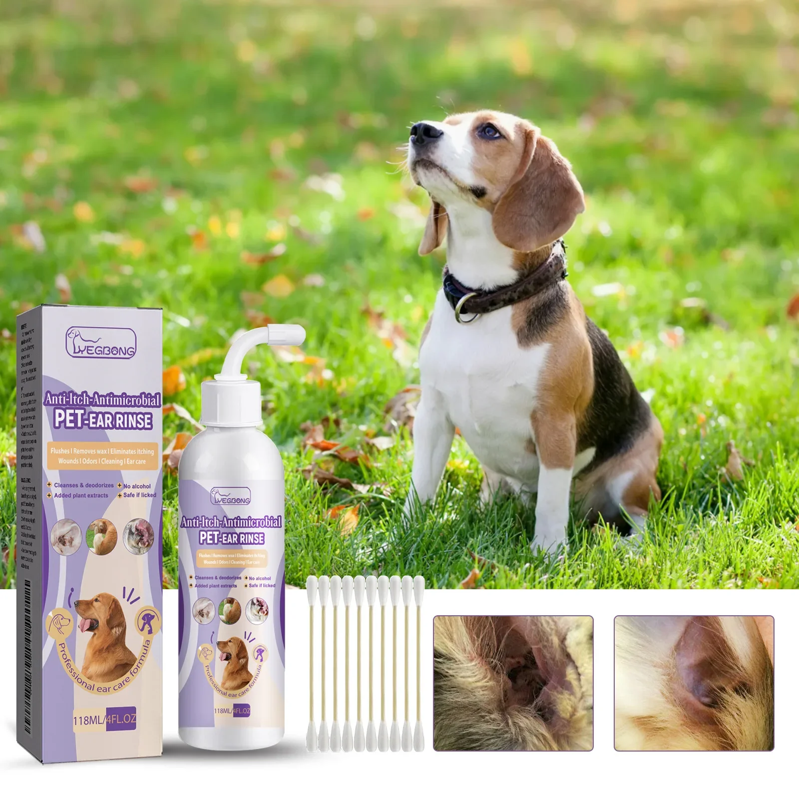 Pet Ear Cleansing Liquid Cat and Dog Relieve Ear Canal Odor Cleansing Earwax Drops