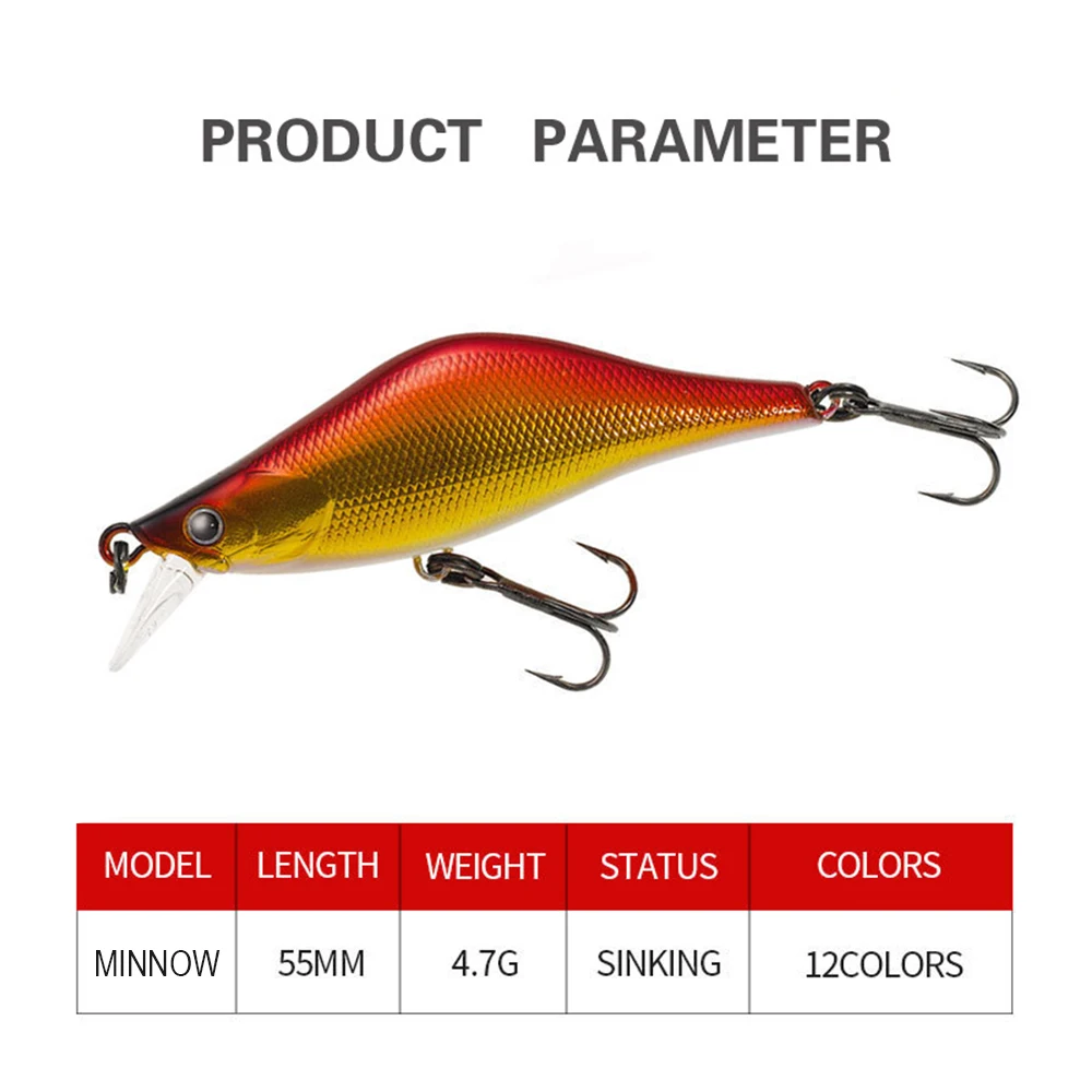 5.5cm 4.7g Fishing Lure Micro Minnow Wobbler Long Shot Sinking Artificial Hard Bait Jerkbait Small Stream Decoy Trout Bass Bait fishing lure