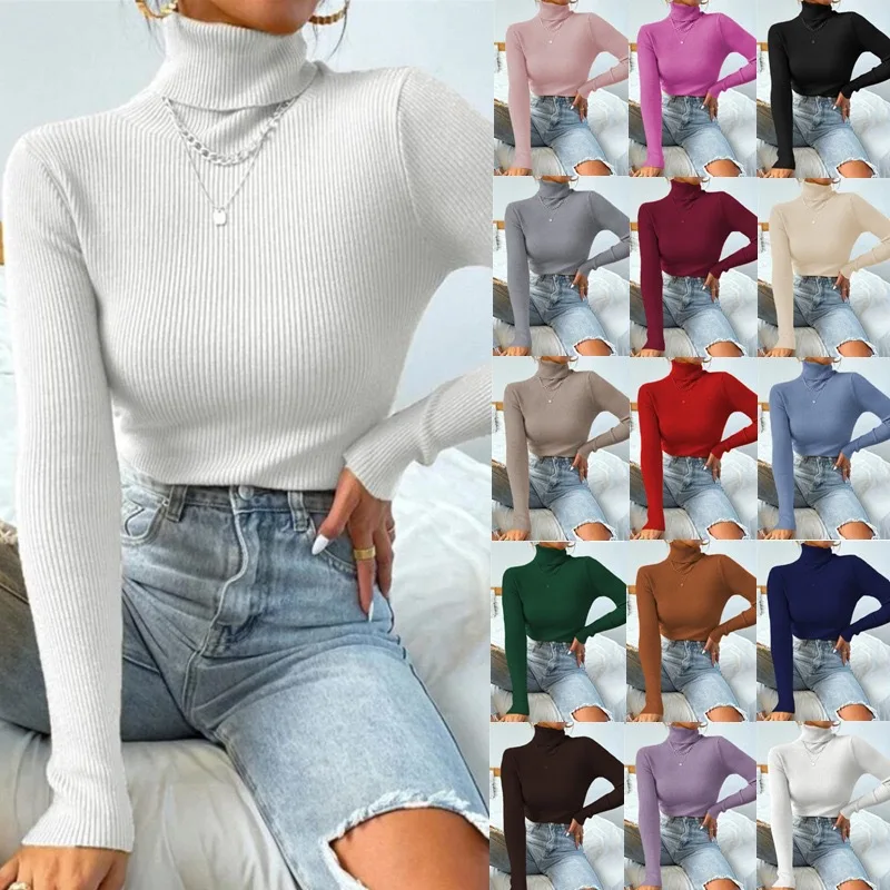Women Autumn Winter Knitted Turtleneck Sweater