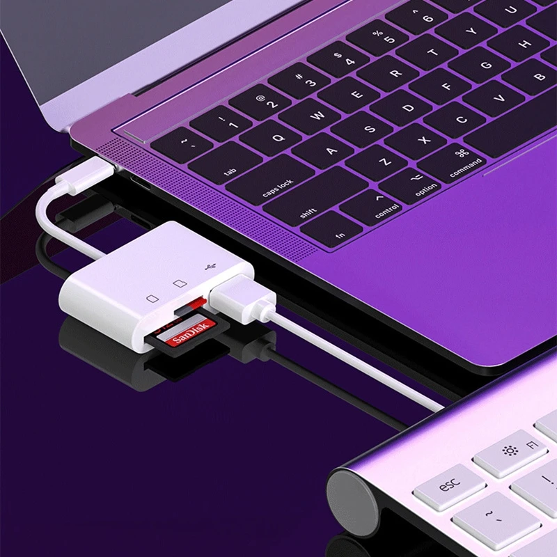 Multi 3 in 1 USB Type C Card Reader to SD TF USB Connection Smart Memory Card Reader Adapter for Macbook Pro Type-C Port