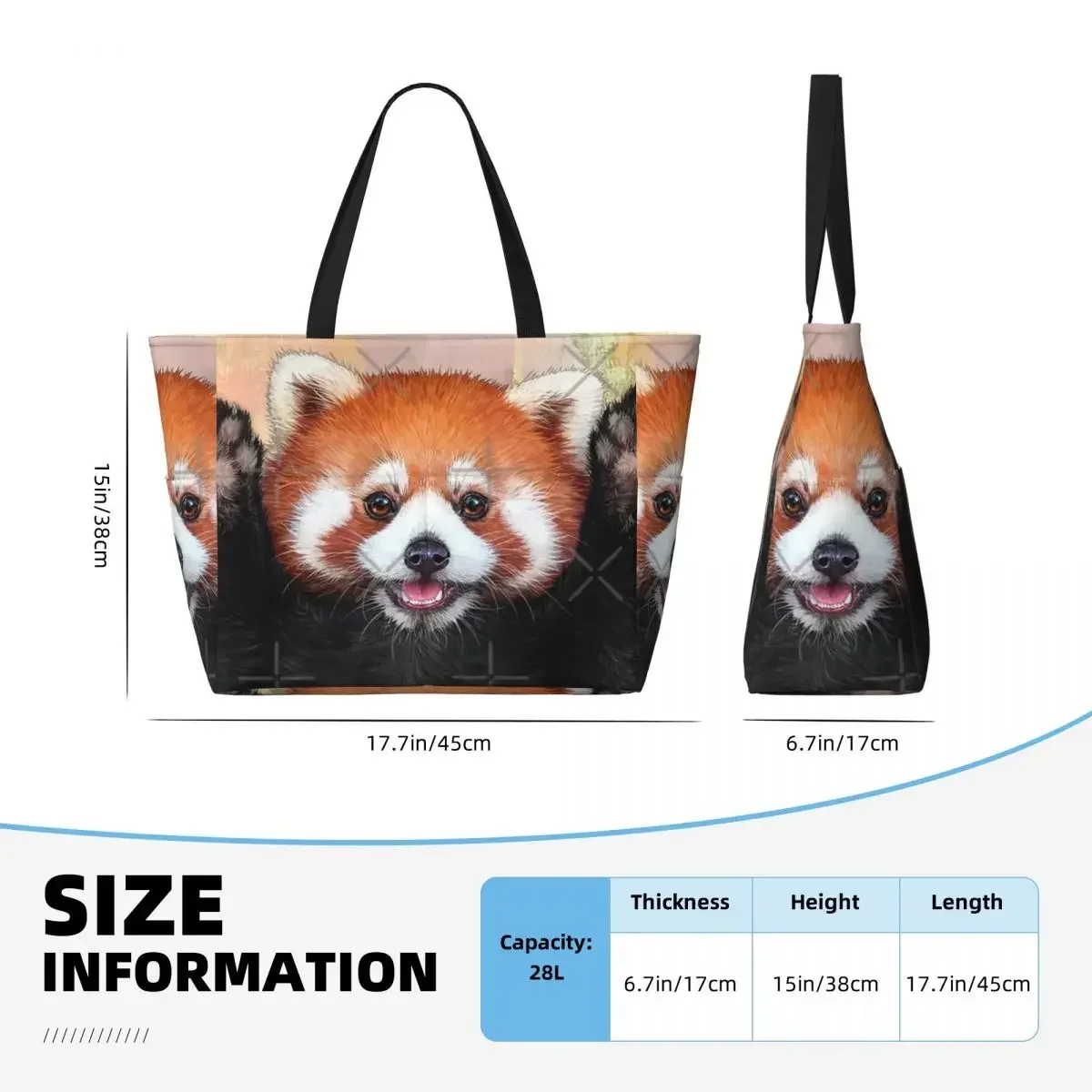 Red Panda Painting Beach Travel Bag, Tote Bag Retro Large Capacity Sports Birthday Gift Multi-Style Pattern