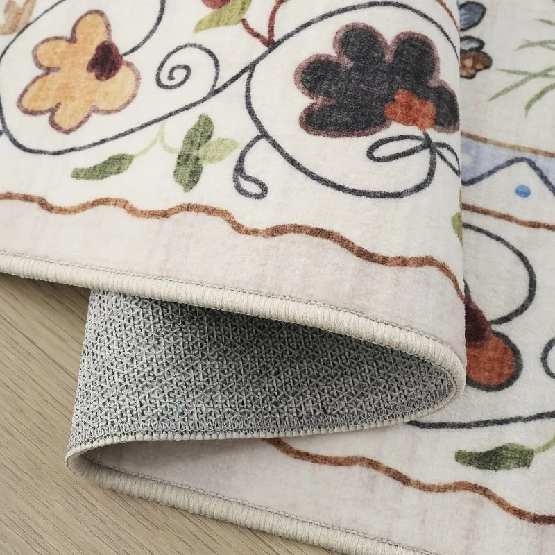 Retro Light Luxury Runner Rug Animal Plant Flower Print Corridor Carpet Machine Washable Non-slip Bedside Floor Mats 러그 Alfombra