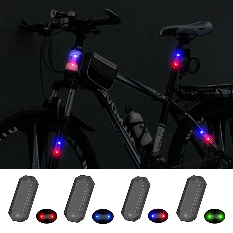 

Car Anti-theft Light Solar Flash Warning Light Red and Blue Flash Prevent Rear-end Collision At Night for Bicycles Motorcycles