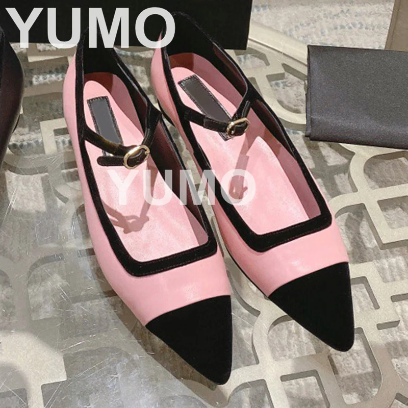 

Pointed Toe Single Shoes Women Spring Autumn New Mixed Colors Mary Jane Shoes Simple Catwalk Socialite Commute Flats Daily Basic